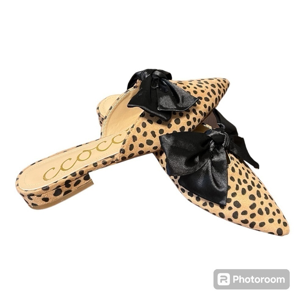CCOCCI Valerie Leopard Flats with black bow Size 7.5 NWOT Women - Picture 7 of 12